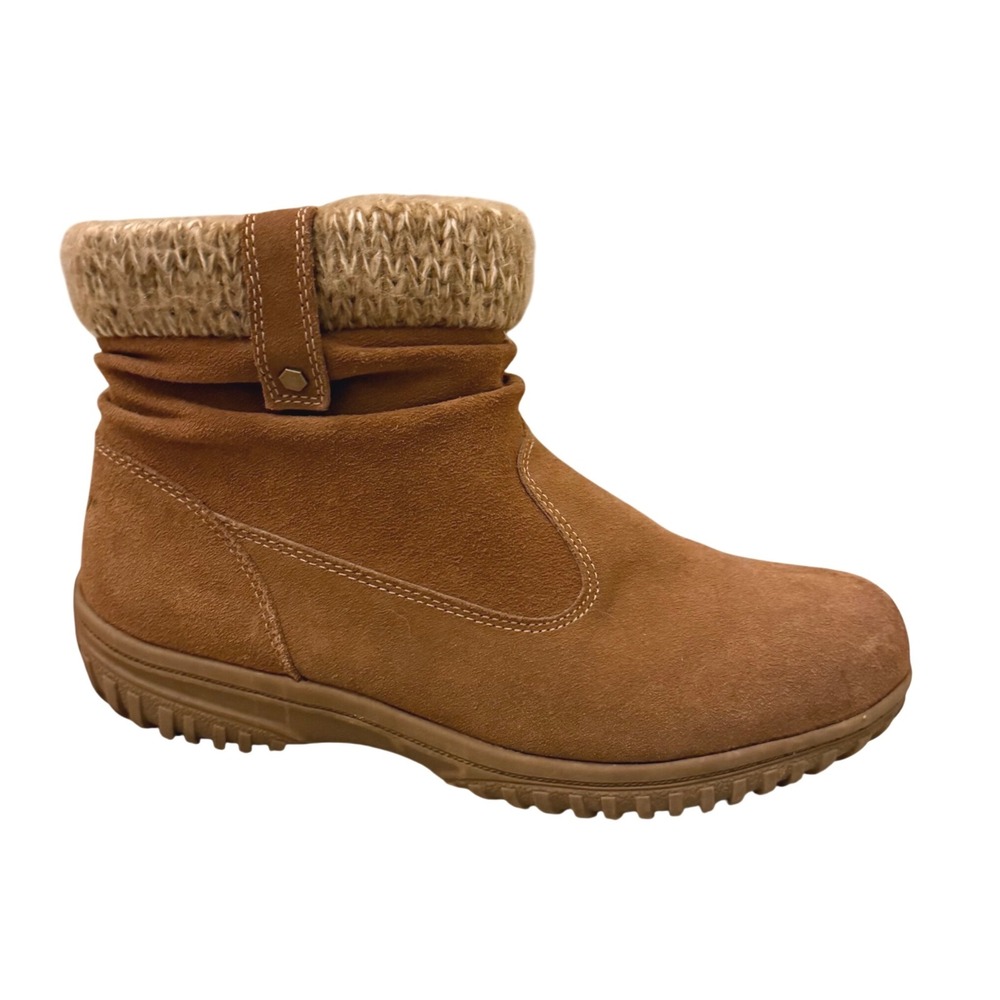 Khombu Laura Women's Brown Suede Knit Cuff All Weather Ankle Boots‎ Size 10M